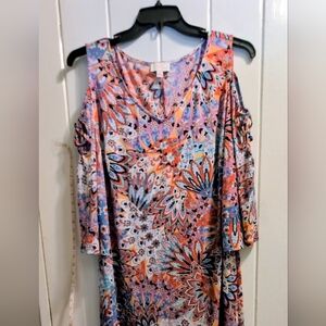 Ivy Road 2X Floral NWOT Multicolor Women's Dress Cold Shoulder w/ Bell Sleeves